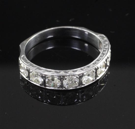 An 18ct white gold and diamond half eternity ring, size L.